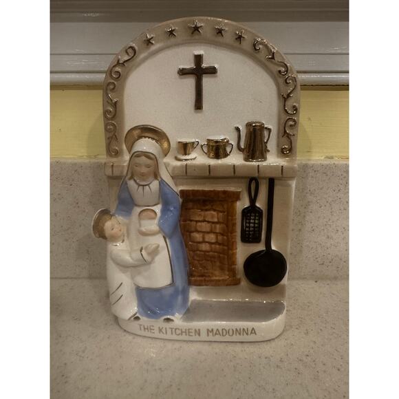 Unknown Other - Vintage "The Kitchen Madonna" Wall Plaque by San Porcelain Ceramic SANMYBO Japan